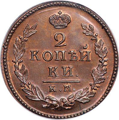 Reverso 2 kopeks 1824 КМ АМ Reacuñación - valor de la moneda  - Rusia, Alejandro I