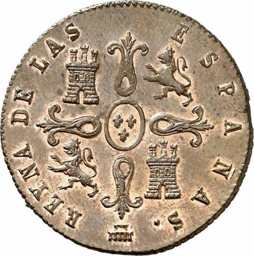 Реверс монеты - 4 мараведи 1842 года - цена  монеты - Испания, Изабелла II