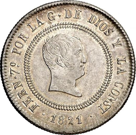 Аверс монеты - 10 реалов 1821 года Bo UG - цена серебряной монеты - Испания, Фердинанд VII