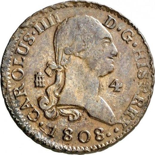 Аверс монеты - 4 мараведи 1808 года - цена  монеты - Испания, Карл IV
