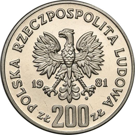 Аверс монеты - Пробные 200 злотых 1981 года MW "Болеслав II Смелый" Никель - цена  монеты - Польша, Народная Республика