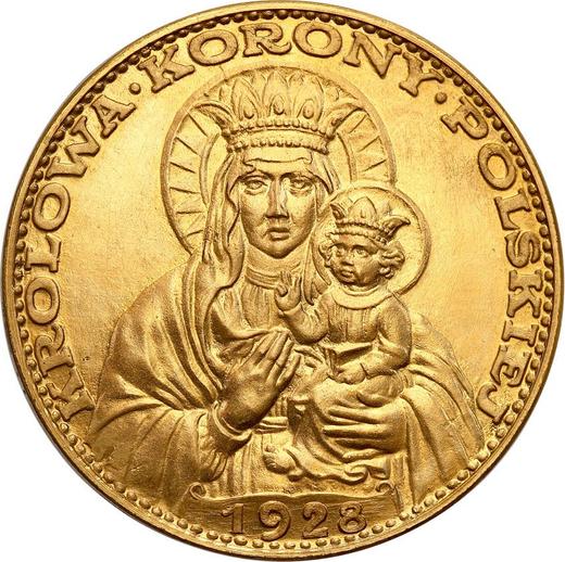 Реверс монеты - Пробные 5 злотых 1928 года "Ченстоховская икона Божией Матери" Золото - цена золотой монеты - Польша, II Республика