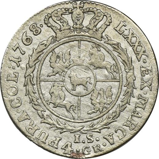 Реверс монеты - Злотовка (4 гроша) 1768 года IS - цена серебряной монеты - Польша, Станислав II Август