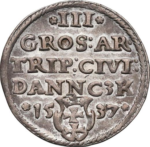 Реверс монеты - Трояк (3 гроша) 1537 года "Гданьск" - цена серебряной монеты - Польша, Сигизмунд I Старый