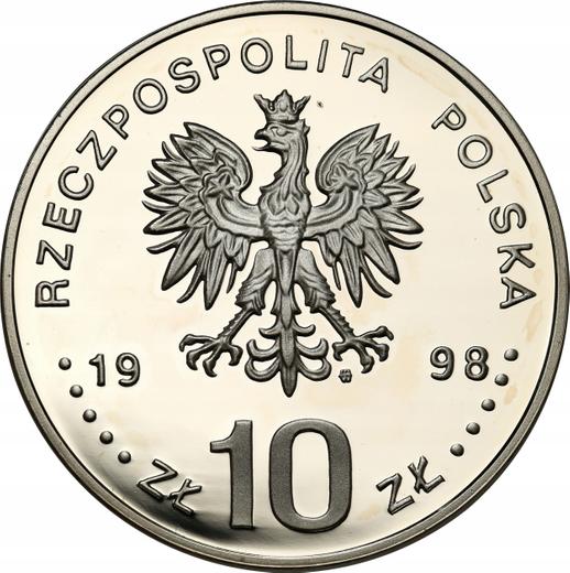 Аверс монеты - 10 злотых 1998 года MW ET "Сигизмунд III Ваза" Поясной портрет - цена серебряной монеты - Польша, III Республика после деноминации