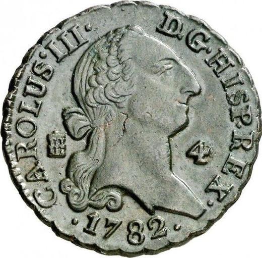 Awers monety - 4 maravedis 1782 - cena  monety - Hiszpania, Karol III