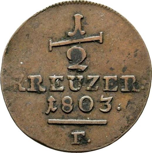 Реверс монеты - 1/2 крейцера 1803 года F - цена  монеты - Гессен-Кассель, Вильгельм II