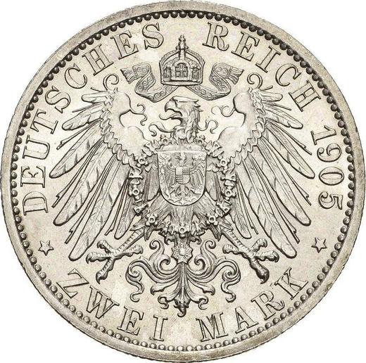 Reverso 2 marcos 1905 A "Lübeck" - valor de la moneda de plata - Alemania, Imperio alemán
