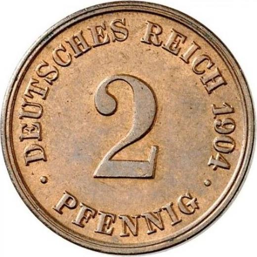 Аверс монеты - 2 пфеннига 1904 года D "Тип 1904-1916" - цена  монеты - Германия, Германская Империя
