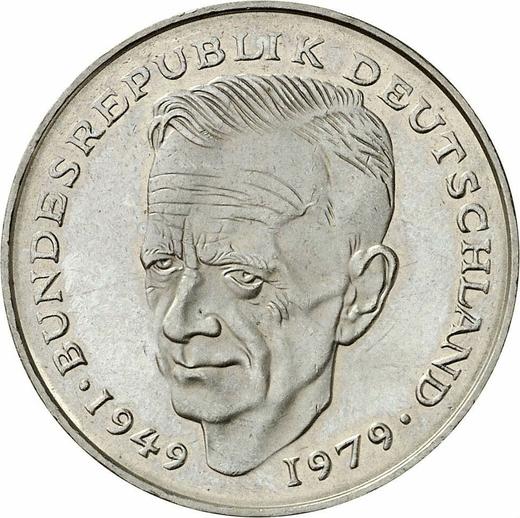 Obverse 2 Mark 1987 J "Kurt Schumacher" -  Coin Value - Germany, FRG