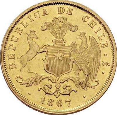 Аверс монеты - 5 песо 1867 года So "Тип 1867-1873" - цена золотой монеты - Чили, Республика