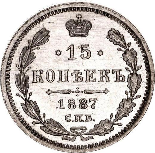 Rewers monety - 15 kopiejek 1887 СПБ АГ - cena srebrnej monety - Rosja, Aleksander III