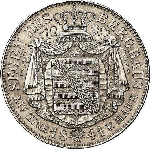 Reverso Tálero 1841 G "Minero" - valor de la moneda de plata - Sajonia, Federico Augusto II
