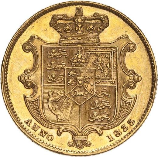 Реверс монеты - Соверен 1835 года WW - цена золотой монеты - Великобритания, Вильгельм IV
