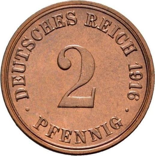 Аверс монеты - 2 пфеннига 1916 года A "Тип 1904-1916" - цена  монеты - Германия, Германская Империя