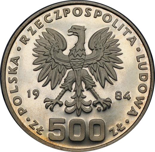 Anverso 500 eslotis 1984 MW EO "Cisne" Plata - valor de la moneda de plata - Polonia, República Popular
