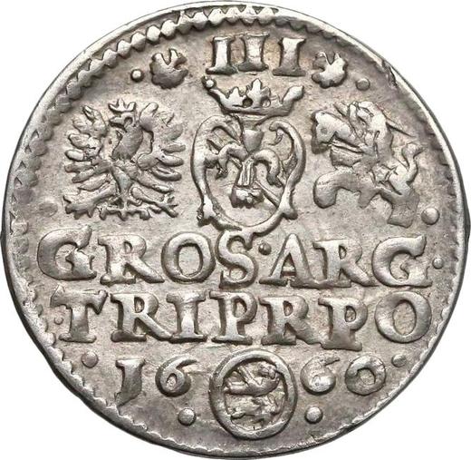 Rewers monety - Trojak 1660 "Mennica krakowska" Błąd w dacie - cena srebrnej monety - Polska, Zygmunt III