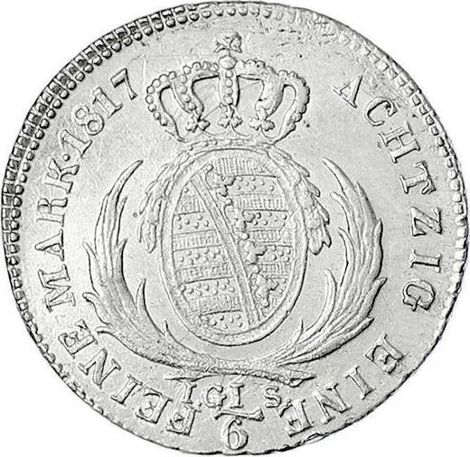 Реверс монеты - 1/6 талера 1817 года I.G.S. - цена серебряной монеты - Саксония-Альбертина, Фридрих Август I