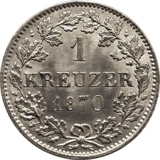 Реверс монеты - 1 крейцер 1870 года - цена серебряной монеты - Гессен-Дармштадт, Людвиг III