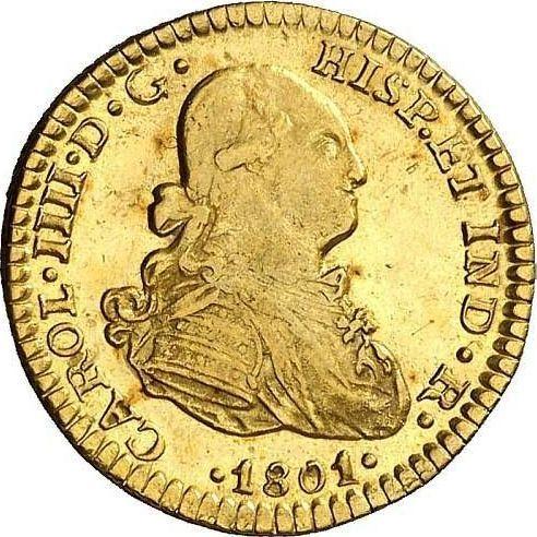 Аверс монеты - 1 эскудо 1801 года Mo FT - цена золотой монеты - Мексика, Карл IV