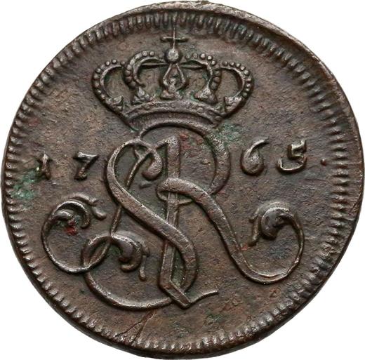 Аверс монеты - 1 грош 1765 года VG VG под гербом - цена  монеты - Польша, Станислав II Август