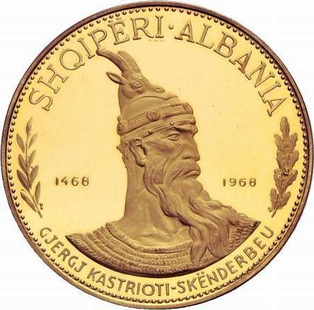 Anverso 500 leke 1970 "Skanderbeg" - valor de la moneda de oro - Albania, República Popular