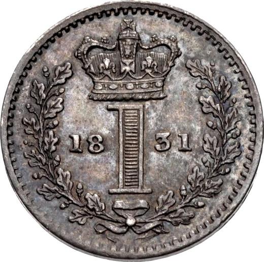 Reverso Penique 1831 "Maundy" - valor de la moneda de plata - Gran Bretaña, Guillermo IV