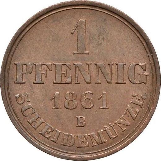 Реверс монеты - 1 пфенниг 1861 года B - цена  монеты - Ганновер, Георг V