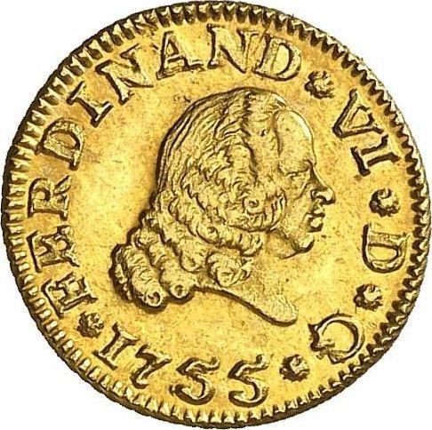 Аверс монеты - 1/2 эскудо 1755 года S PJ - цена золотой монеты - Испания, Фердинанд VI