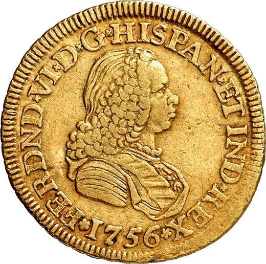 Anverso 2 escudos 1756 NR S "Tipo 1756-1760" - valor de la moneda de oro - Colombia, Fernando VI