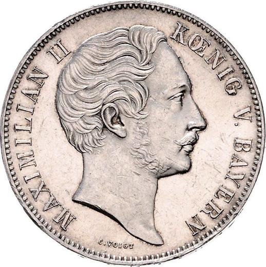 Аверс монеты - 2 талера 1855 года - цена серебряной монеты - Бавария, Максимилиан II