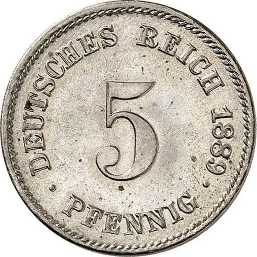 Аверс монеты - 5 пфеннигов 1889 года F "Тип 1874-1889" - цена  монеты - Германия, Германская Империя