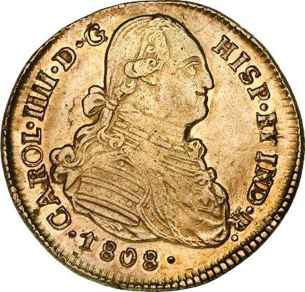 Awers monety - 4 escudo 1808 So FJ - cena złotej monety - Chile, Karol IV