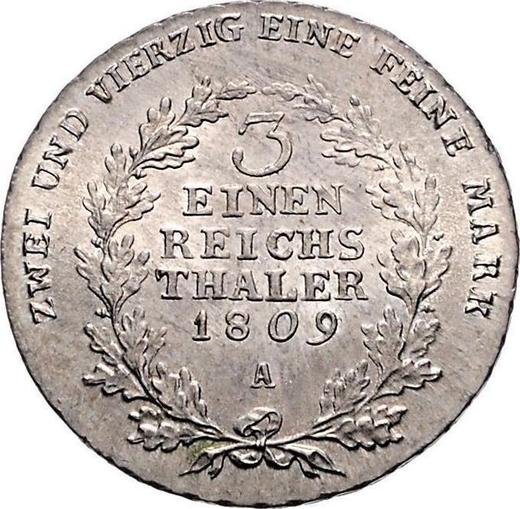 Reverso 1/3 tálero 1809 A - valor de la moneda de plata - Prusia, Federico Guillermo III