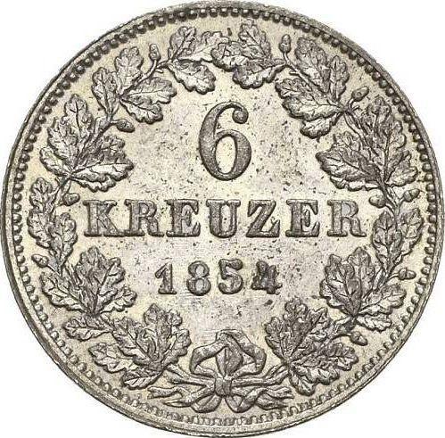 Реверс монеты - 6 крейцеров 1854 года - цена серебряной монеты - Гессен-Дармштадт, Людвиг III
