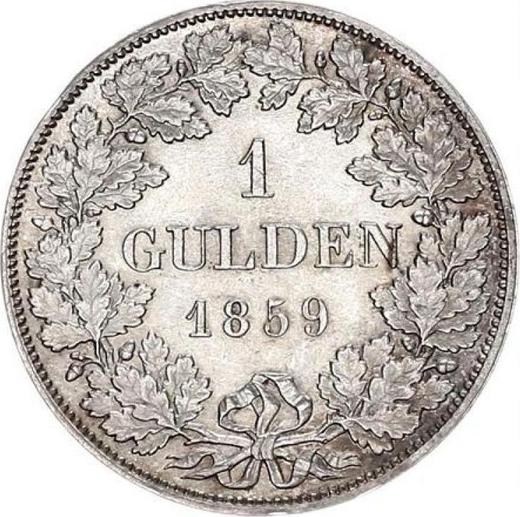 Reverso 1 florín 1859 "Tipo 1856-1860" - valor de la moneda de plata - Baden, Federico I