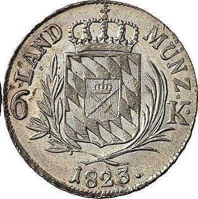 Реверс монеты - 6 крейцеров 1823 года - цена серебряной монеты - Бавария, Максимилиан I