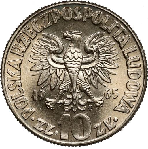 Аверс монеты - 10 злотых 1965 года MW JG "Николай Коперник" - цена  монеты - Польша, Народная Республика
