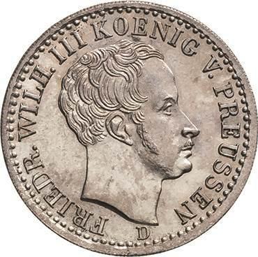 Awers monety - 1/6 talara 1823 D - cena srebrnej monety - Prusy, Fryderyk Wilhelm III