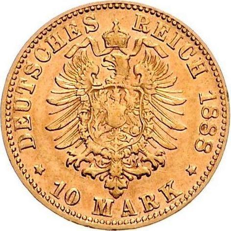 Reverso 10 marcos 1888 F "Würtenberg" - valor de la moneda de oro - Alemania, Imperio alemán