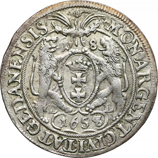 Rewers monety - Ort (18 groszy) 1658 DL "Gdańsk" - cena srebrnej monety - Polska, Jan II Kazimierz