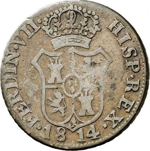 Аверс монеты - 2 куарто 1814 года "Каталония" - цена  монеты - Испания, Фердинанд VII