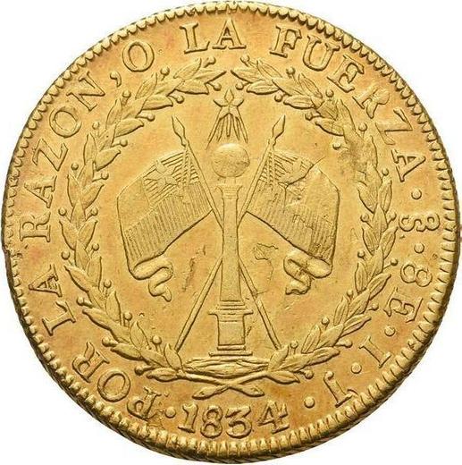 Revers 8 Escudos 1834 So IJ - Goldmünze Wert - Chile, Republik