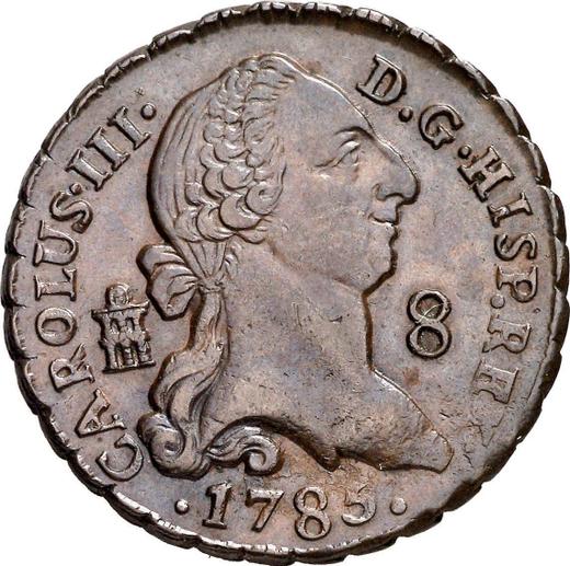 Awers monety - 8 maravedis 1785 - cena  monety - Hiszpania, Karol III