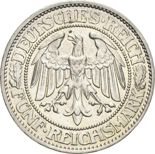 Anverso 5 Reichsmarks 1931 A "Roble" - valor de la moneda de plata - Alemania, República de Weimar