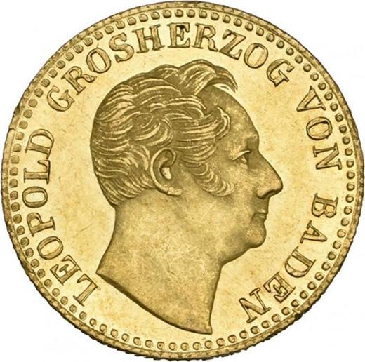 Awers monety - Dukat 1851 - cena złotej monety - Badenia, Leopold