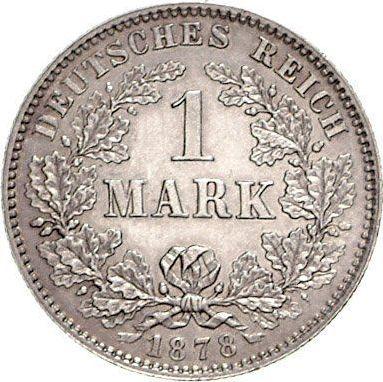 Аверс монеты - 1 марка 1878 года J "Тип 1873-1887" - цена серебряной монеты - Германия, Германская Империя