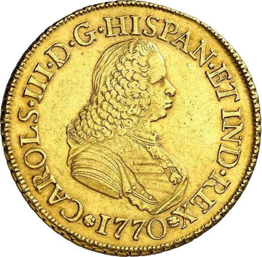 Аверс монеты - 8 эскудо 1770 года PN J "Тип 1760-1771" - цена золотой монеты - Колумбия, Карл III