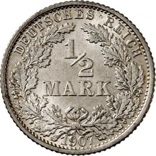 Awers monety - 1/2 marki 1907 F "Typ 1905-1919" - cena srebrnej monety - Niemcy, Cesarstwo Niemieckie