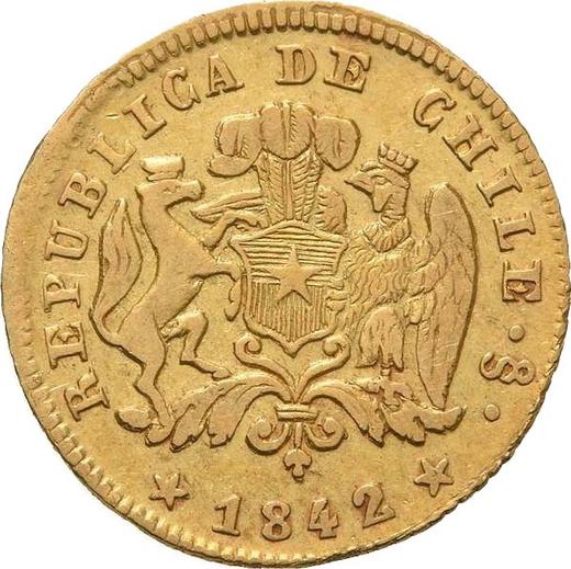 Awers monety - 1 escudo 1842 So IJ - cena złotej monety - Chile, Republika (Po denominacji)